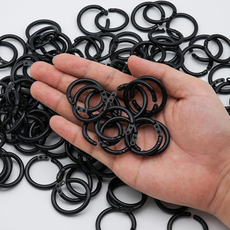 Semrien 120 Pcs 3/4 Inch Plastic Binder Rings, Loose Leaf Binder Book Rings, Black Index Card Rings Binder Clip Rings for Flash Cards, Key Rings, Index Cards, Paper (20mm, Black) - Image 5